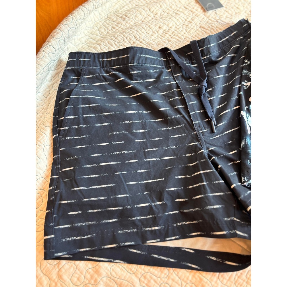 VRST Mens Slim Fit Shorts Bundle 2pk Navy Stripe Black Abstract Marble Large - Picture 2 of 10